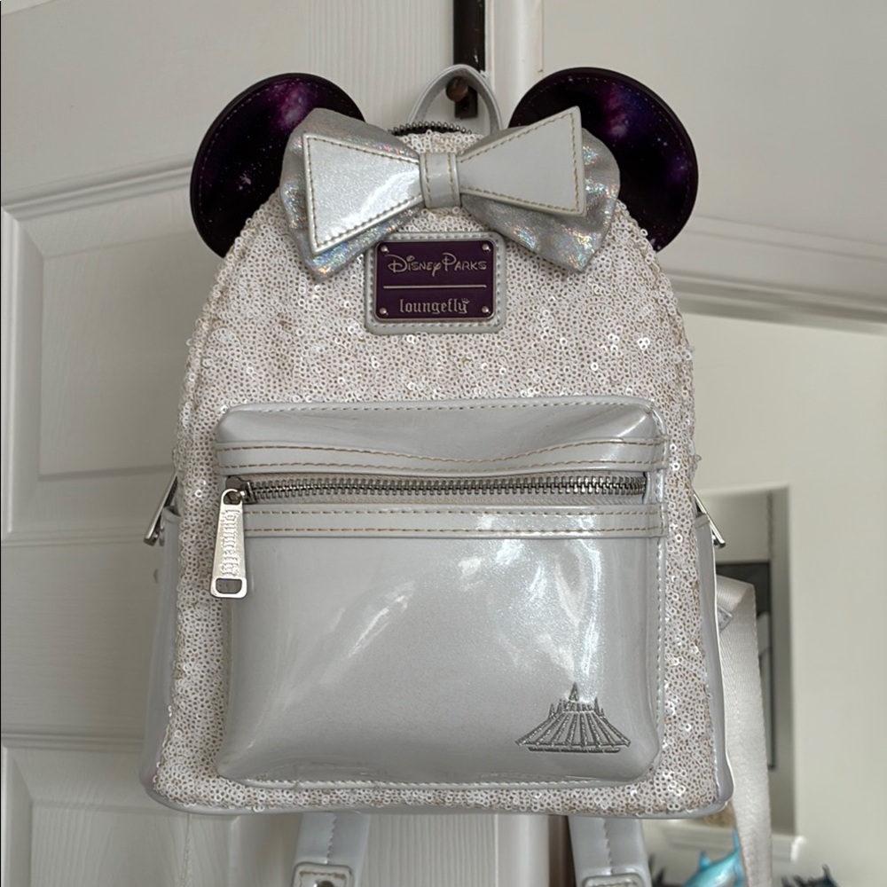 Loungefly Disney MMMA Space Mountain Silver Purple Mini Backpack